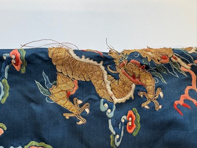 Lot 44 - A CHINESE CHILDS SILK 'NINE DRAGON' ROBE, QING DYNASTY, 19TH CENTURY