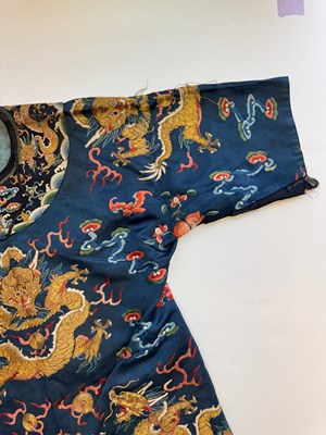 Lot 44 - A CHINESE CHILDS SILK 'NINE DRAGON' ROBE, QING DYNASTY, 19TH CENTURY