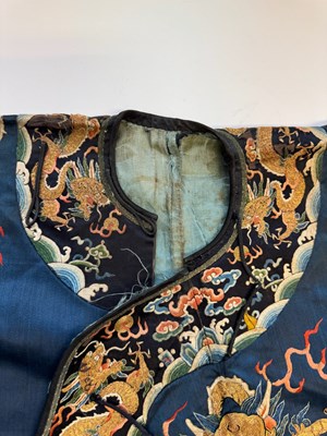 Lot 44 - A CHINESE CHILDS SILK 'NINE DRAGON' ROBE, QING DYNASTY, 19TH CENTURY
