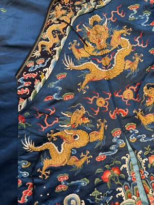 Lot 44 - A CHINESE CHILDS SILK 'NINE DRAGON' ROBE, QING DYNASTY, 19TH CENTURY