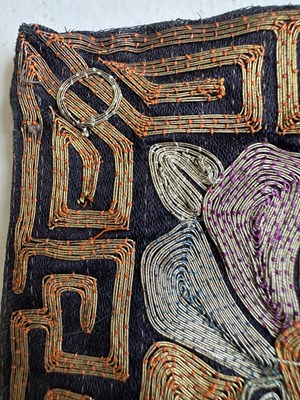 Lot 38 - FOUR CHINESE SILK RANK BADGES MADE FOR AN OFFICIAL OF THE SIXTH RANK, QING DYNASTY
