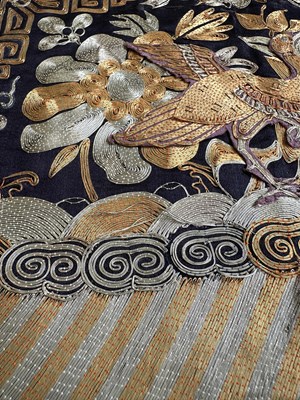 Lot 38 - FOUR CHINESE SILK RANK BADGES MADE FOR AN OFFICIAL OF THE SIXTH RANK, QING DYNASTY
