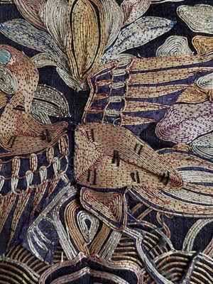 Lot 38 - FOUR CHINESE SILK RANK BADGES MADE FOR AN OFFICIAL OF THE SIXTH RANK, QING DYNASTY