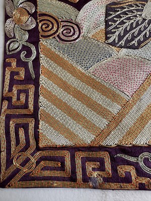 Lot 38 - FOUR CHINESE SILK RANK BADGES MADE FOR AN OFFICIAL OF THE SIXTH RANK, QING DYNASTY