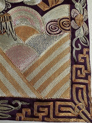 Lot 38 - FOUR CHINESE SILK RANK BADGES MADE FOR AN OFFICIAL OF THE SIXTH RANK, QING DYNASTY