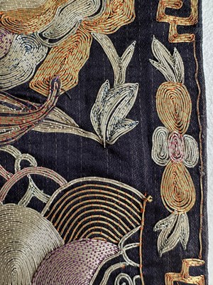 Lot 38 - FOUR CHINESE SILK RANK BADGES MADE FOR AN OFFICIAL OF THE SIXTH RANK, QING DYNASTY