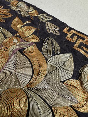 Lot 38 - FOUR CHINESE SILK RANK BADGES MADE FOR AN OFFICIAL OF THE SIXTH RANK, QING DYNASTY