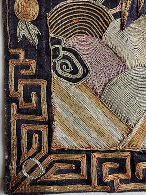 Lot 38 - FOUR CHINESE SILK RANK BADGES MADE FOR AN OFFICIAL OF THE SIXTH RANK, QING DYNASTY