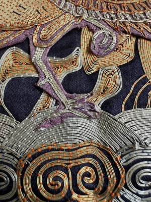 Lot 38 - FOUR CHINESE SILK RANK BADGES MADE FOR AN OFFICIAL OF THE SIXTH RANK, QING DYNASTY