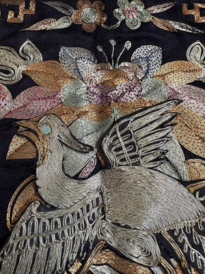 Lot 38 - FOUR CHINESE SILK RANK BADGES MADE FOR AN OFFICIAL OF THE SIXTH RANK, QING DYNASTY