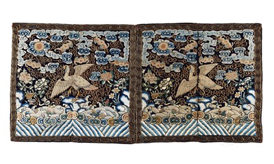 Lot 40 - A PAIR OF CHINESE RANK BADGES MADE FOR AN OFFICIAL OF THE SIXTH RANK, EARLY 19TH CENTURY