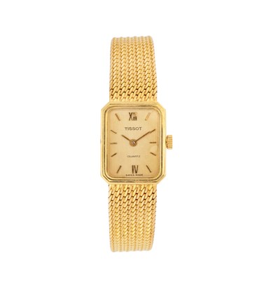 Lot 335 - TISSOT: LADY'S GOLD BRACELET WATCH, 1970s