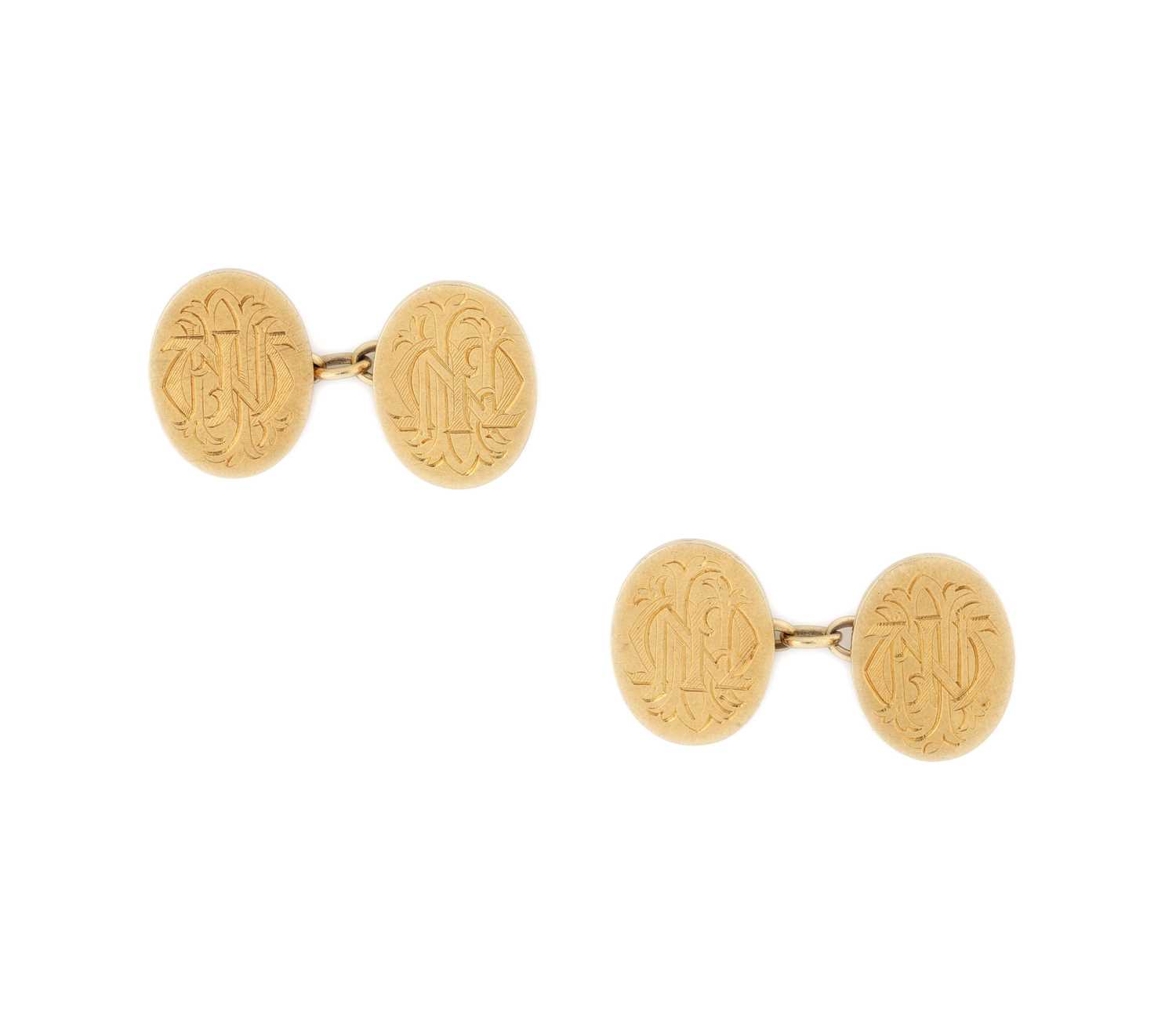 Lot 343 - PAIR OF GOLD CUFFLINKS, 1900s