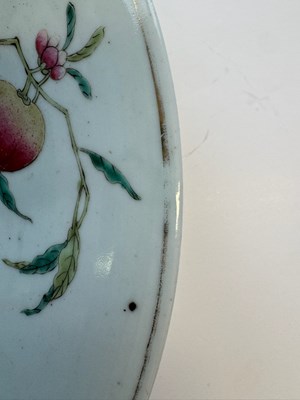 Lot 74 - A LARGE PAIR OF CHINESE FAMILLE-ROSE 'PEACH' DISHES, LATE QING DYNASTY