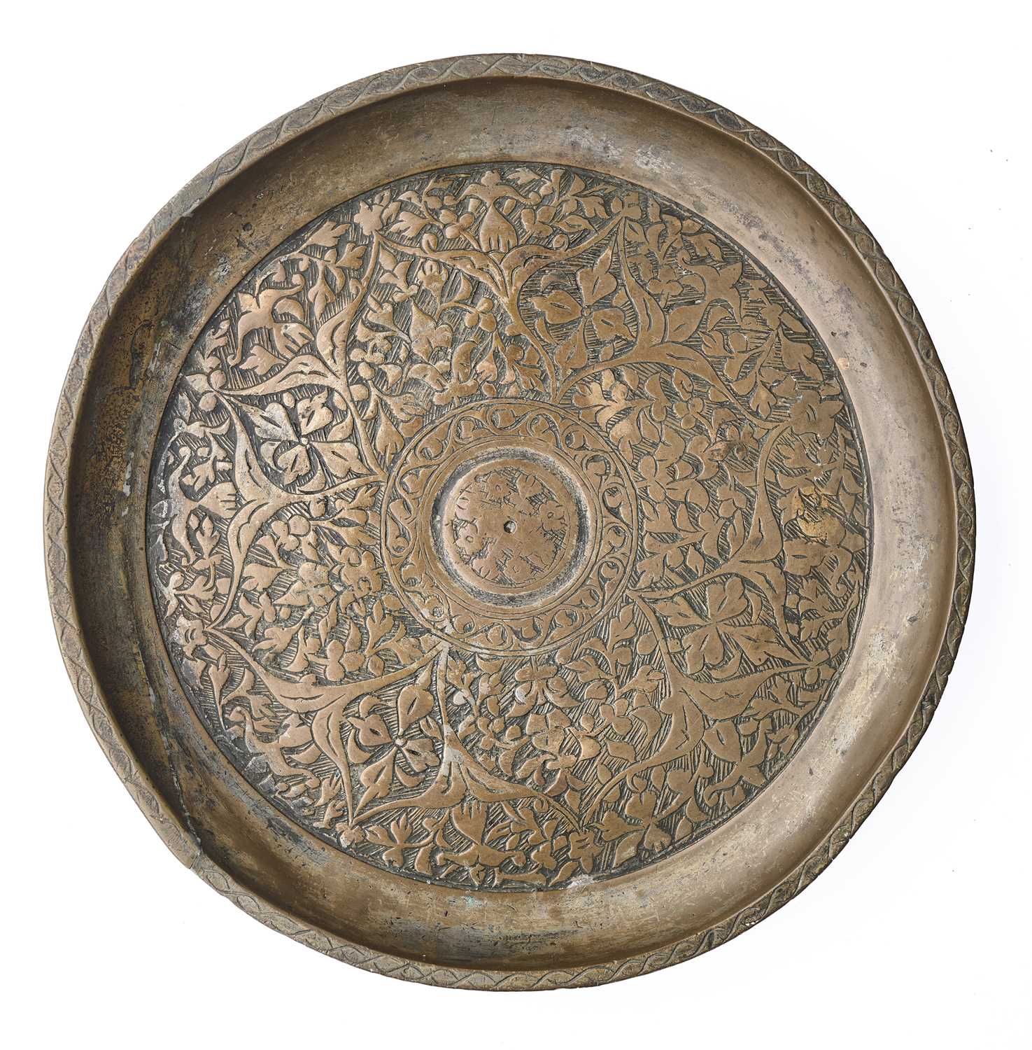 Lot 83 - A RARE TIMURID TINNED BRONZE DISH, PERSIA, CIRCA 1500
