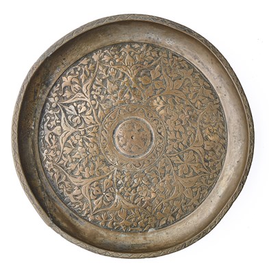 Lot 83 - A RARE TIMURID TINNED BRONZE DISH, PERSIA, CIRCA 1500