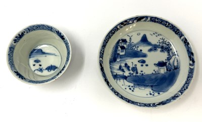 Lot 3 - A CHINESE BLUE AND WHITE TEA BOWL, KANGXI PERIOD (1662-1722) AND AN ARITA BEAKER, CIRCA 1700, BOTH WITH 'JOHANNEUM' INVENTORY NUMBERS