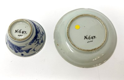 Lot 3 - A CHINESE BLUE AND WHITE TEA BOWL, KANGXI PERIOD (1662-1722) AND AN ARITA BEAKER, CIRCA 1700, BOTH WITH 'JOHANNEUM' INVENTORY NUMBERS