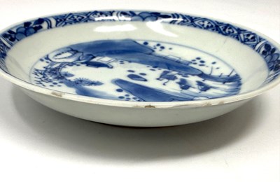 Lot 3 - A CHINESE BLUE AND WHITE TEA BOWL, KANGXI PERIOD (1662-1722) AND AN ARITA BEAKER, CIRCA 1700, BOTH WITH 'JOHANNEUM' INVENTORY NUMBERS
