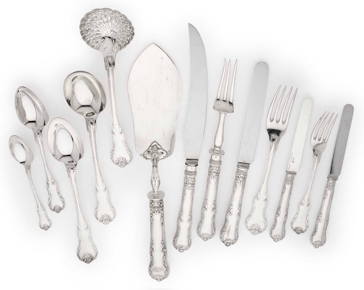 Lot 79 - A SET OF FRENCH TABLE SILVER, MAKER'S MARK NP/P, PARIS, LATE 19TH CENTURY