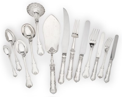 Lot 79 - A SET OF FRENCH TABLE SILVER, MAKER'S MARK NP/P, PARIS, LATE 19TH CENTURY