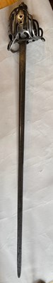Lot 4 - AN ENGLISH BASKET-HILTED CAVALRY BACKSWORD, MID-18TH CENTURY