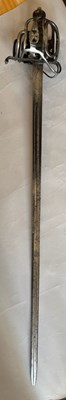 Lot 4 - AN ENGLISH BASKET-HILTED CAVALRY BACKSWORD, MID-18TH CENTURY