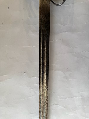 Lot 4 - AN ENGLISH BASKET-HILTED CAVALRY BACKSWORD, MID-18TH CENTURY