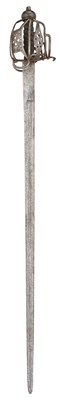 Lot 5 - AN ENGLISH BASKET-HILTED CAVALRY BACKSWORD, MID-18TH CENTURY