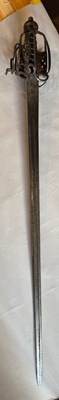 Lot 5 - AN ENGLISH BASKET-HILTED CAVALRY BACKSWORD, MID-18TH CENTURY