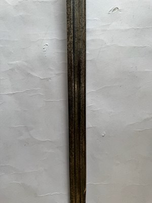 Lot 5 - AN ENGLISH BASKET-HILTED CAVALRY BACKSWORD, MID-18TH CENTURY