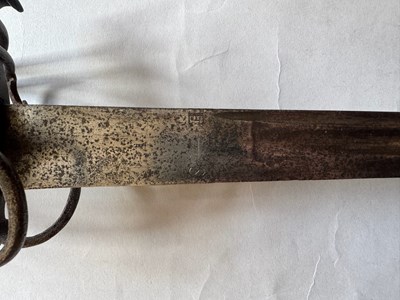 Lot 5 - AN ENGLISH BASKET-HILTED CAVALRY BACKSWORD, MID-18TH CENTURY