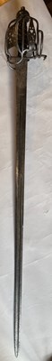 Lot 5 - AN ENGLISH BASKET-HILTED CAVALRY BACKSWORD, MID-18TH CENTURY