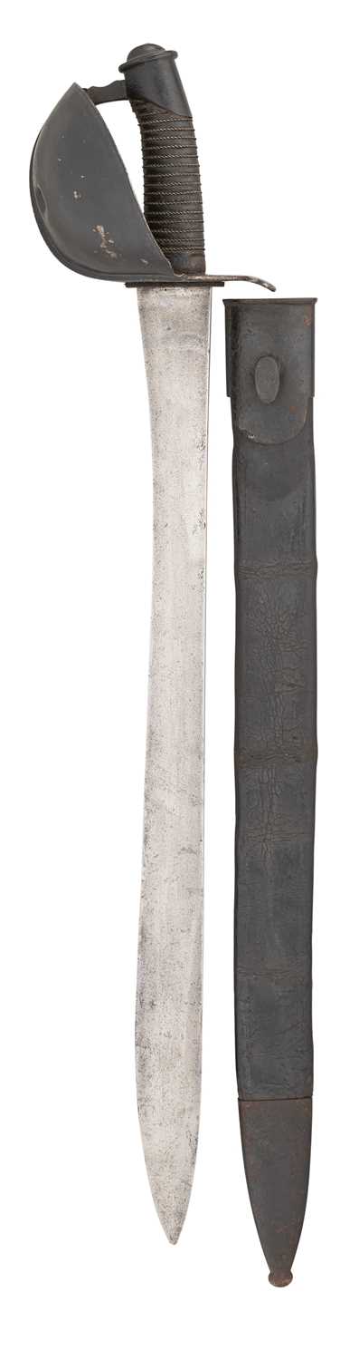 Lot 46 - A PRUSSIAN MODEL 1852 NAVAL CUTLASS, THE GUARD PIERCED BY A BULLET HOLE