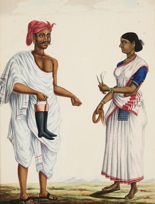 Lot 34 - A DEPICTION OF A COBBLER AND HIS WIFE, TANJORE, SOUTH INDIA, CIRCA 1820