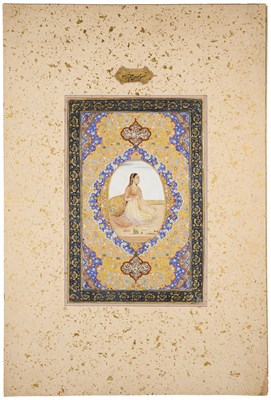 Lot 24 - A SEATED LADY, PROVINCIAL MUGHAL, PROBABLY AWADH, NORTH INDIA, CIRCA 1760