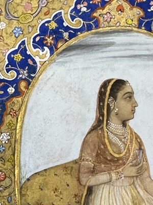 Lot 24 - A SEATED LADY, PROVINCIAL MUGHAL, PROBABLY AWADH, NORTH INDIA, CIRCA 1760