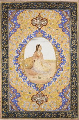 Lot 24 - A SEATED LADY, PROVINCIAL MUGHAL, PROBABLY AWADH, NORTH INDIA, CIRCA 1760