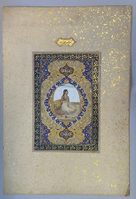Lot 24 - A SEATED LADY, PROVINCIAL MUGHAL, PROBABLY AWADH, NORTH INDIA, CIRCA 1760