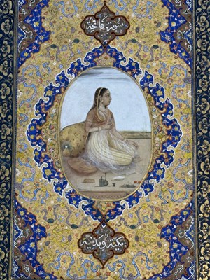 Lot 24 - A SEATED LADY, PROVINCIAL MUGHAL, PROBABLY AWADH, NORTH INDIA, CIRCA 1760