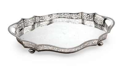 Lot 100 - A GEORGE V SILVER GALLERY TRAY, WALKER & HALL LTD., SHEFFIELD, 1928