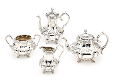 Lot 131 - A VICTORIAN SILVER FOUR-PIECE TEA AND COFFEE SET, ROBERTS & SLATER, SHEFFIELD, 1853 / 56