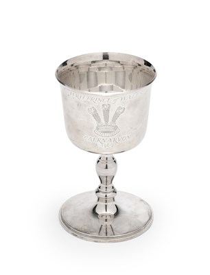 Lot 89 - A CASED SILVER COMMEMORATIVE GOBLET, PRESTONS LTD., LONDON, 1968