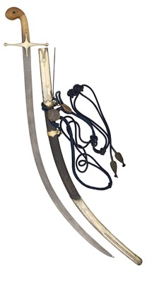 Lot 23 - A TURKISH SILVER-GILT MOUNTED SHAMSHIR, TURKISH SILVER AND TUGHRA MARKS, PROBABLY REIGN OF ABDULAZIZ