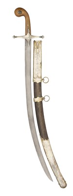 Lot 25 - A RARE TURKISH SILVER-MOUNTED SHAMSHIR FOR A YOUTH, TURKISH SILVER AND TUGHRA MARKS