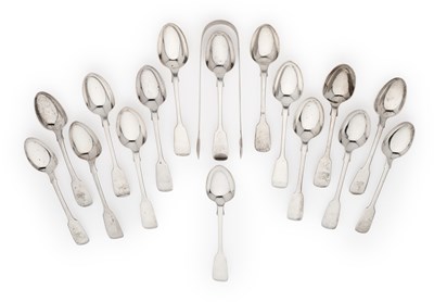 Lot 82 - A SET OF ELEVEN VICTORIAN SILVER TEASPOONS, CHAWNER & CO., LONDON, 1853