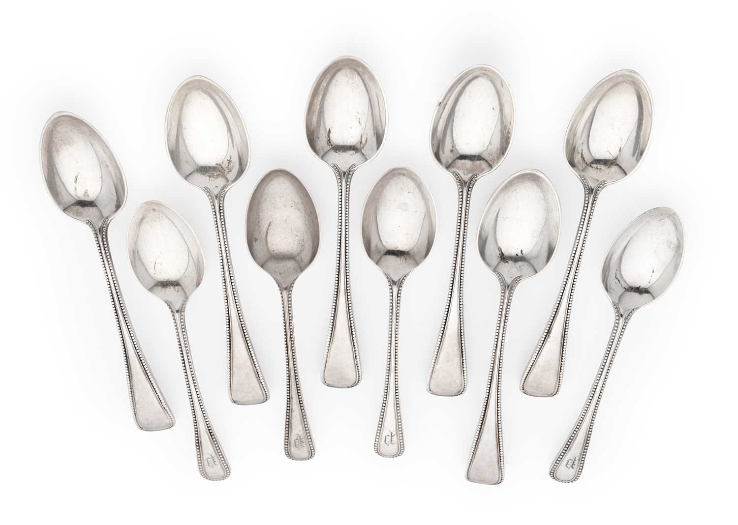 Lot 84 - A SET OF SIX VICTORIAN SILVER TEASPOONS, HENRY HOLLAND & SON, LONDON, 1871