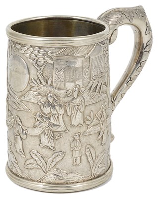 Lot 123 - A CHINESE SILVER MUG