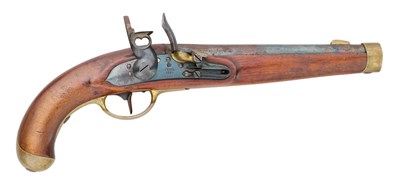 Lot 179 - A RARE PRUSSIAN 22 BORE FLINTLOCK MODEL 1820/23 MILITARY PISTOL, REIGN OF WILLIAM II (1888-1918)