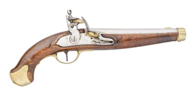 Lot 176 - A PRUSSIAN 15 BORE FLINTLOCK MODEL 1820 MILITARY PISTOL, REIGN OF FREDERICK WILLIAM III (1797-1840)